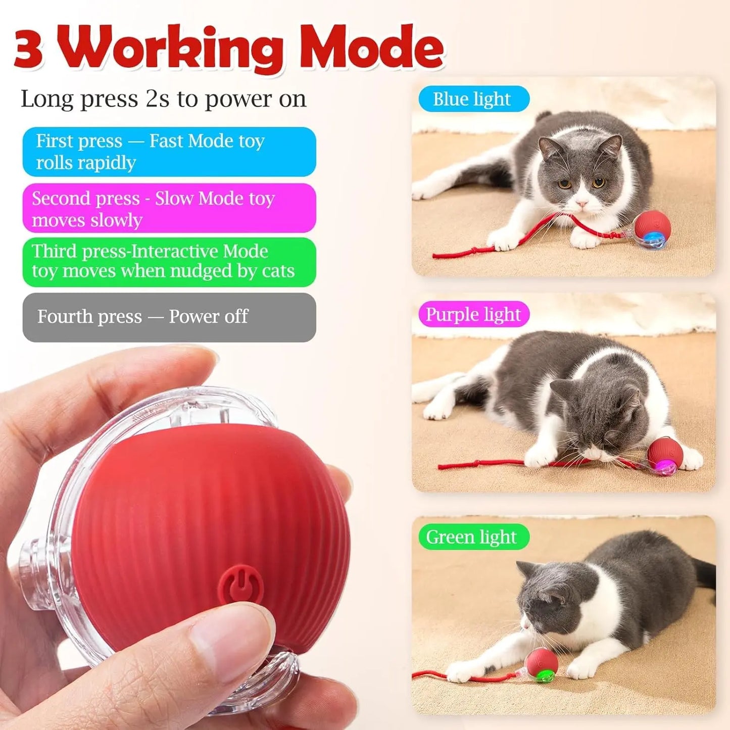 Smart Interactive Cat Toy Ball, Electric Rotating Pet Toy, Durable & Bite-Resistant Design, Perfect Gift for Cats, Automatic Rolling Ball